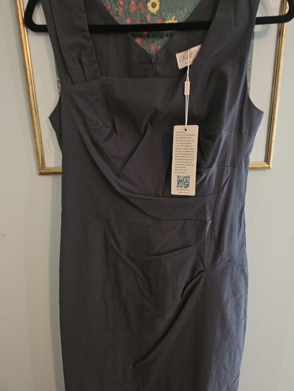 Sleeveless Midi Sheath Dress in Slate Gray